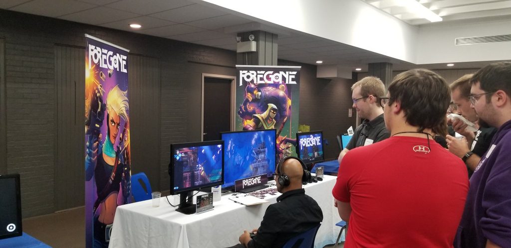 Game devs testing out Foregone at Game Slice 2019