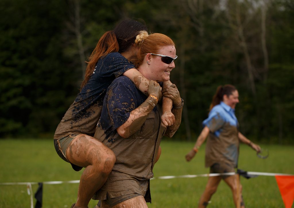 Kate carrying Esther during a portion of the run